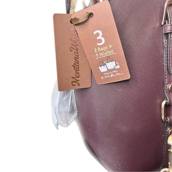 Montana West  3 Pc Bag Set in Maroon - Picture 3 of 9